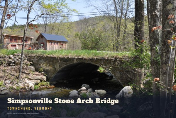 Townshend Simpsonville Stone Arch Bridge Postcard artwork detail
