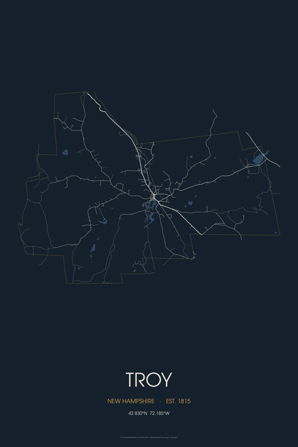 Troy Street Map Poster · Midnight artwork detail