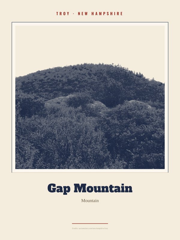 Troy Gap Mountain Landmark Print artwork detail