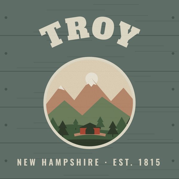Troy Hometown Wood Sign artwork detail