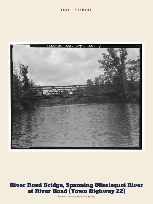 Troy River Road Bridge, Spanning Missisquoi River at River Road (Town Highway 22) Archive Print artwork detail