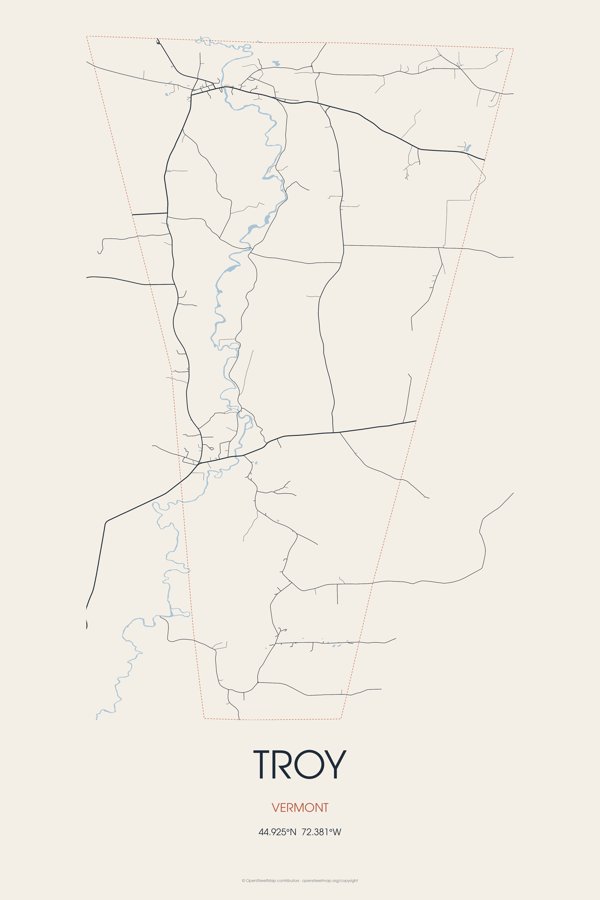 Troy Street Map Poster · Linen artwork detail