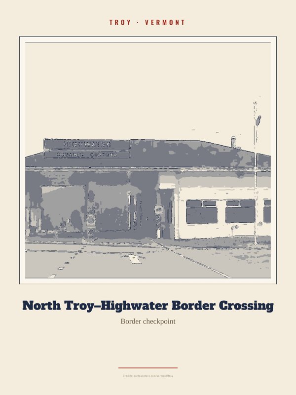 Troy North Troy–Highwater Border Crossing Landmark Print artwork detail