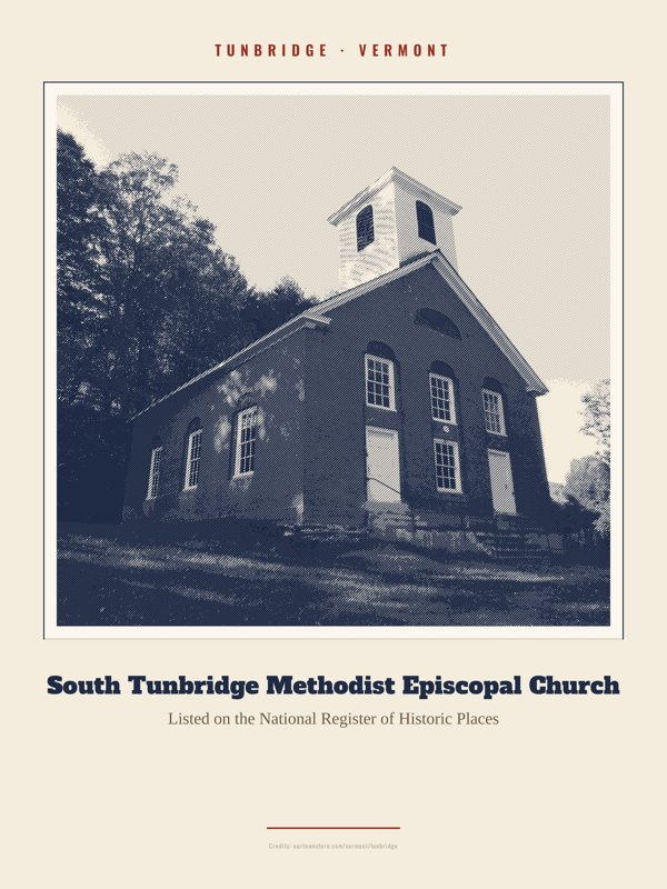 Tunbridge South Tunbridge Methodist Episcopal Church Landmark Print artwork detail