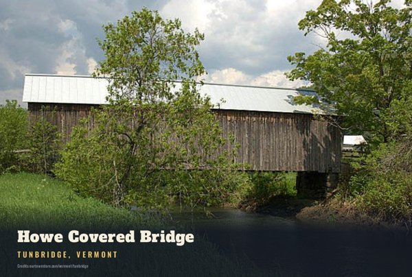 Tunbridge Howe Covered Bridge Postcard artwork detail