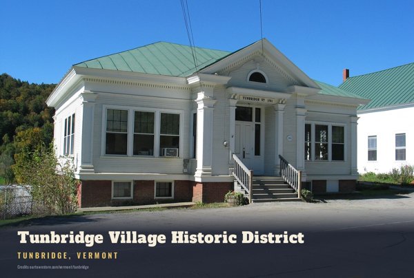 Tunbridge Tunbridge Village Historic District Postcard artwork detail