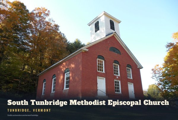 Tunbridge South Tunbridge Methodist Episcopal Church Postcard artwork detail