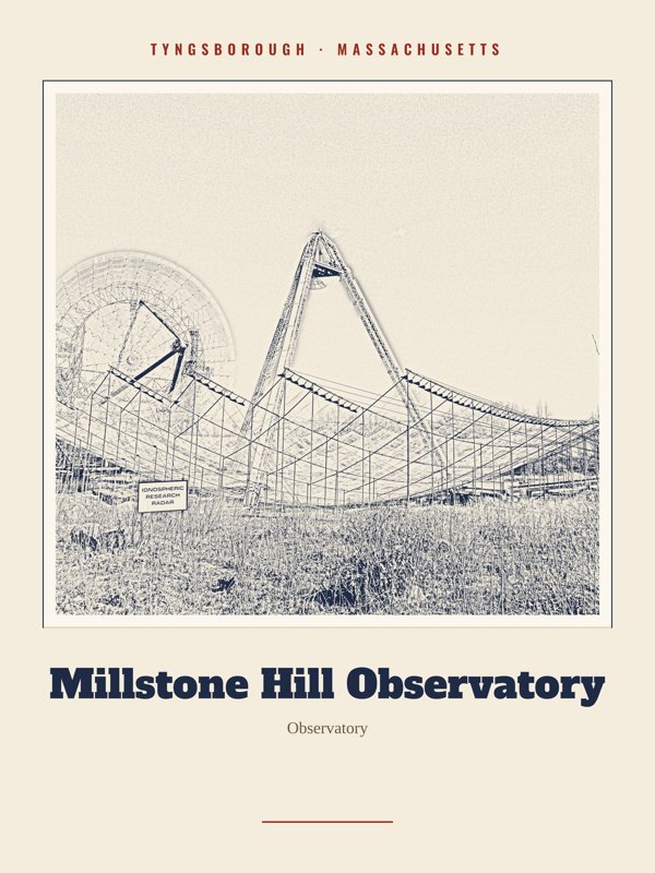 Tyngsborough Millstone Hill Observatory Landmark Print artwork detail