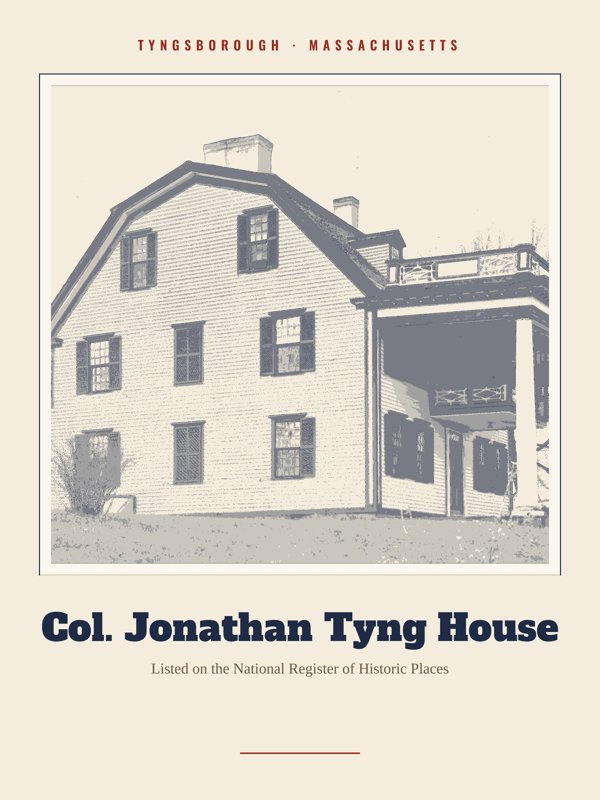 Tyngsborough Col. Jonathan Tyng House Landmark Print artwork detail