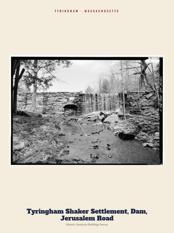 Tyringham Tyringham Shaker Settlement, Dam, Jerusalem Road Archive Print artwork detail