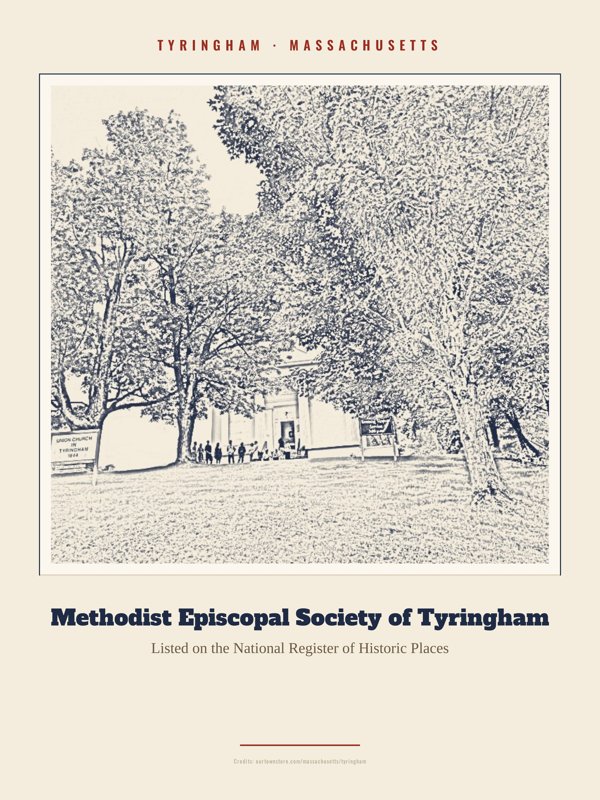 Tyringham Methodist Episcopal Society of Tyringham Landmark Print artwork detail