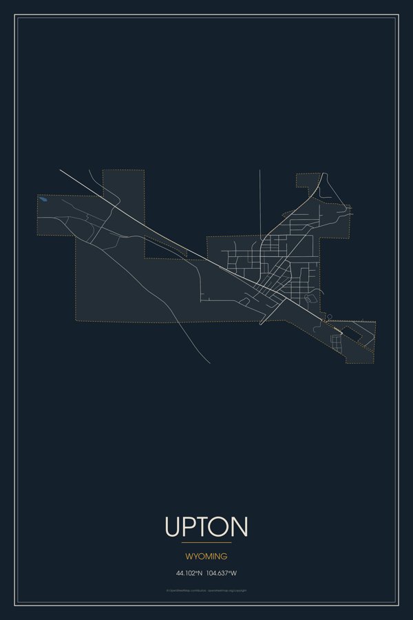 Upton Map Throw Pillow artwork detail