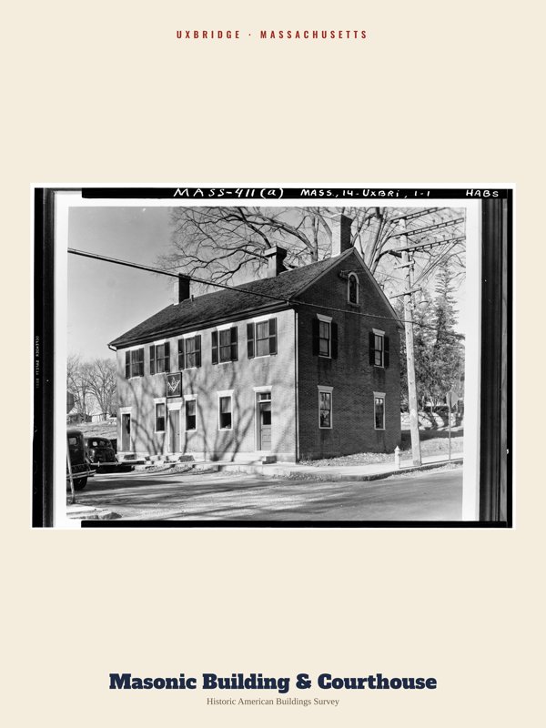 Uxbridge Masonic Building & Courthouse Archive Print artwork detail