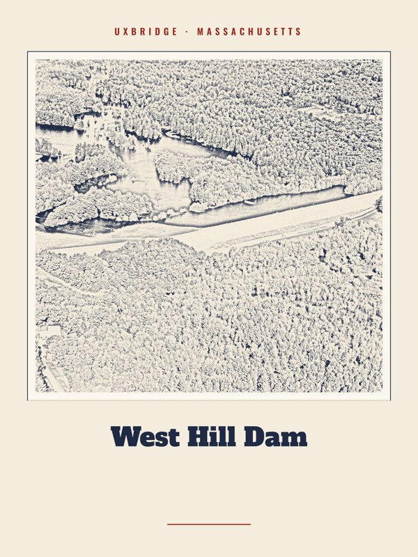 Uxbridge West Hill Dam Landmark Print artwork detail