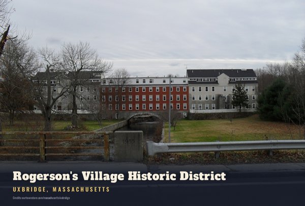 Uxbridge Rogerson's Village Historic District Postcard artwork detail