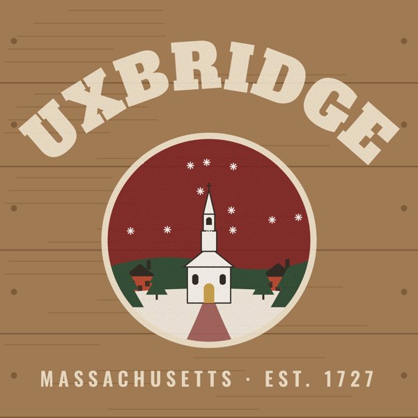 Uxbridge Hometown Wood Sign artwork detail