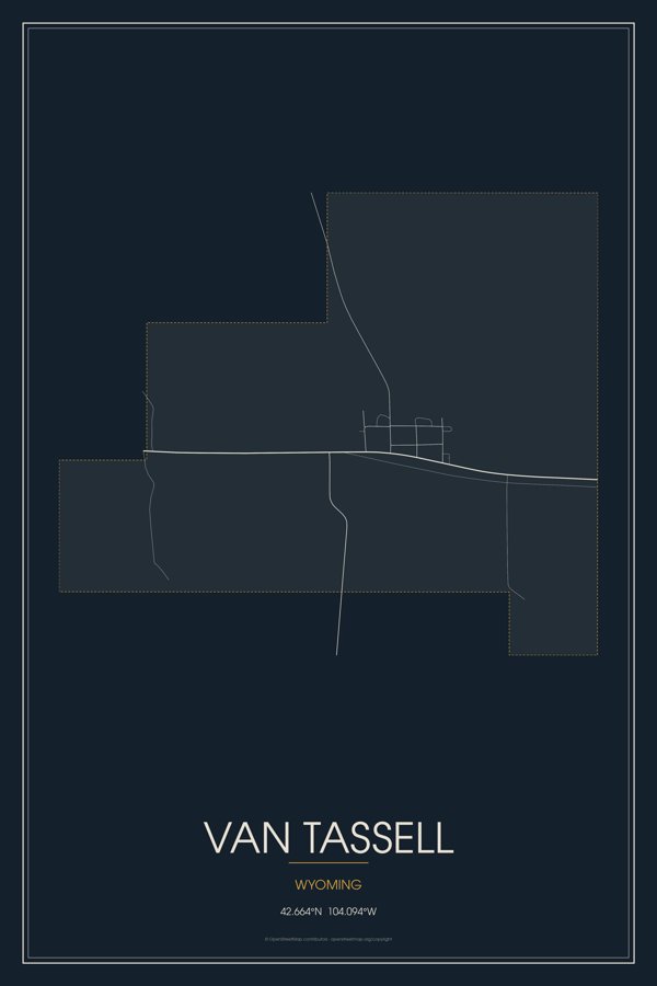 Van Tassell Street Map Poster · Midnight artwork detail