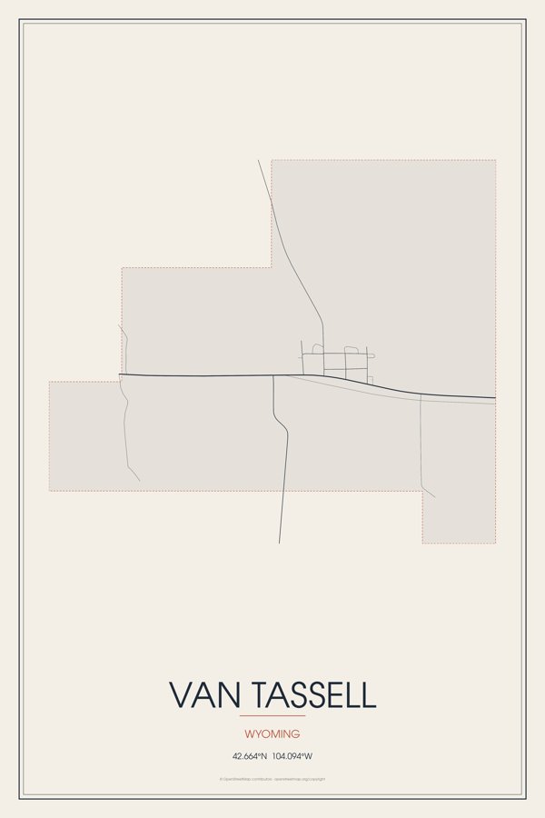 Van Tassell Street Map Poster · Linen artwork detail