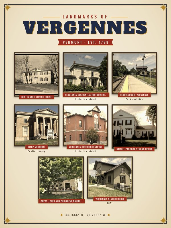 Vergennes Landmarks Photo Poster artwork detail