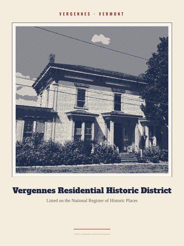 Vergennes Vergennes Residential Historic District Landmark Print artwork detail