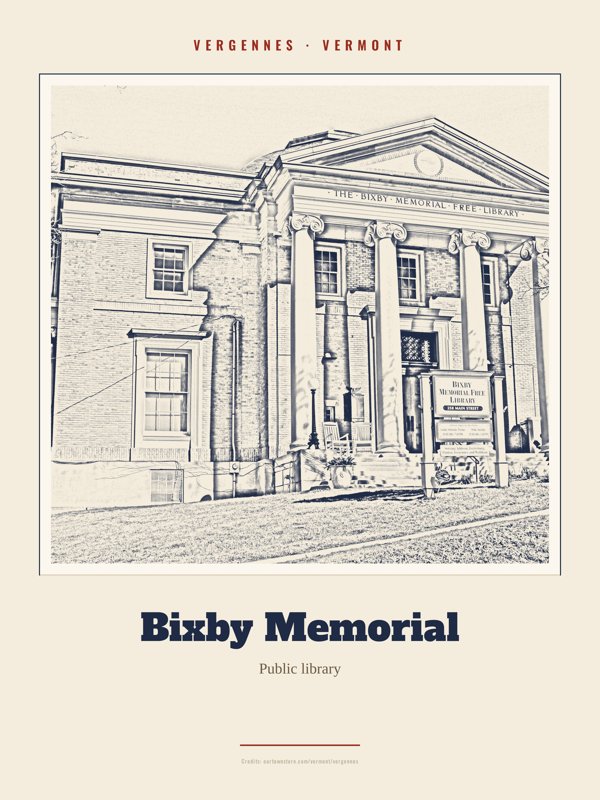 Vergennes Bixby Memorial Landmark Print artwork detail