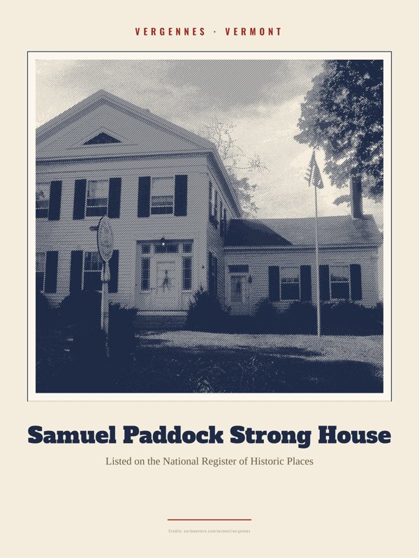 Vergennes Samuel Paddock Strong House Landmark Print artwork detail