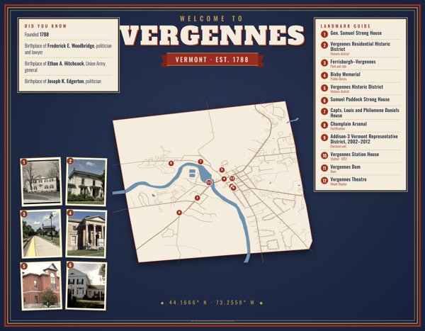 Vergennes Map Placemat artwork detail
