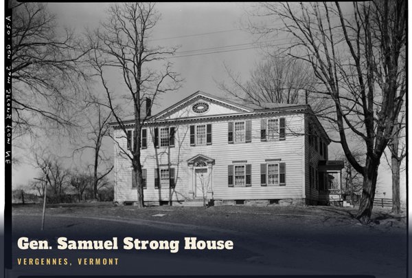 Vergennes Gen. Samuel Strong House Postcard artwork detail