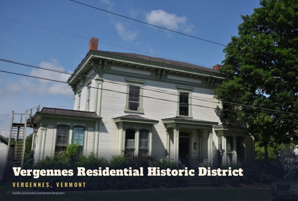 Vergennes Vergennes Residential Historic District Postcard artwork detail