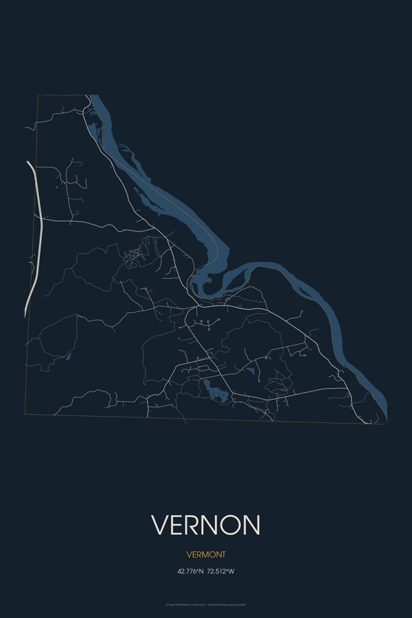 Vernon Map Throw Pillow artwork detail