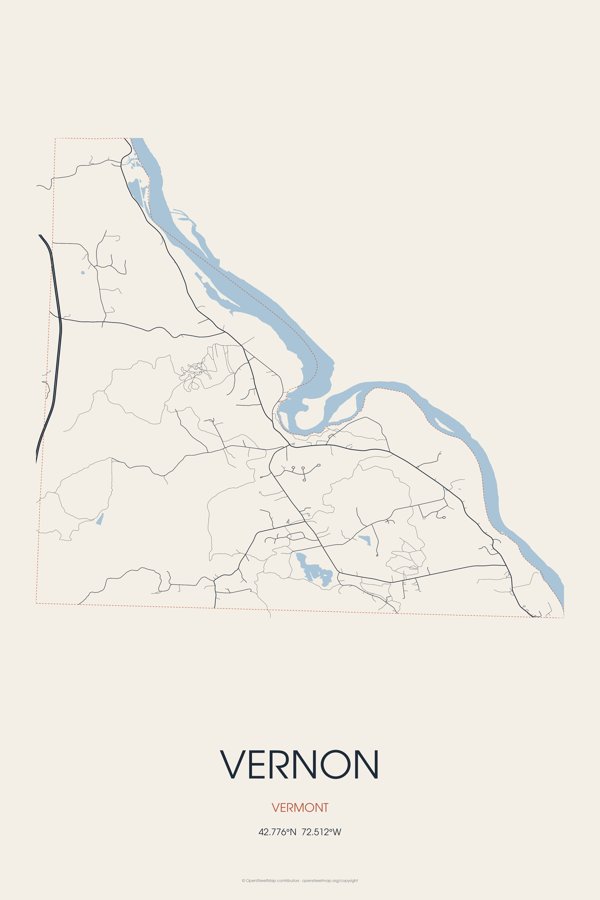 Vernon Street Map Poster · Linen artwork detail