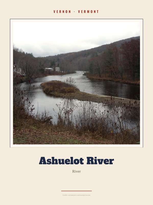 Vernon Ashuelot River Landmark Print artwork detail