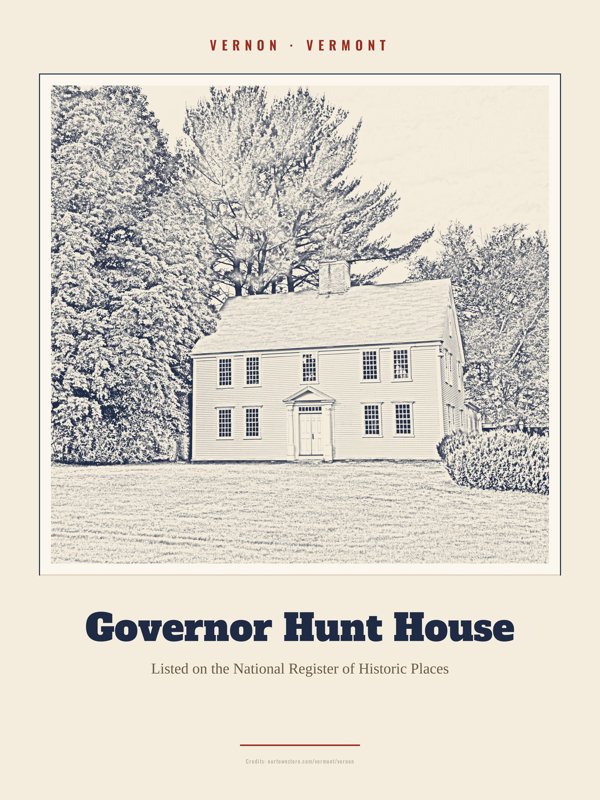 Vernon Governor Hunt House Landmark Print artwork detail