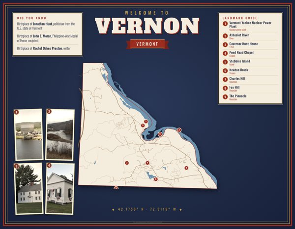 Vernon Map Placemat artwork detail