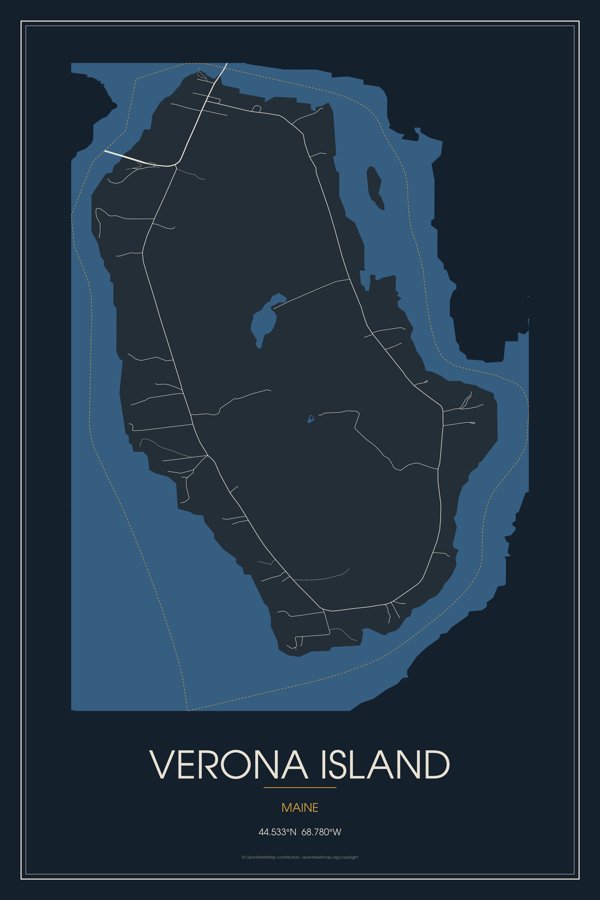 Verona Island Map Throw Pillow artwork detail
