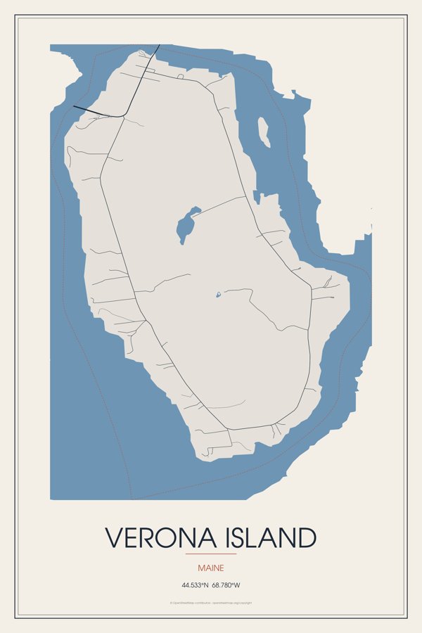 Verona Island Street Map Poster · Linen artwork detail