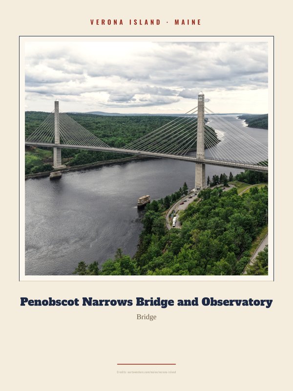 Verona Island Penobscot Narrows Bridge and Observatory Landmark Print artwork detail