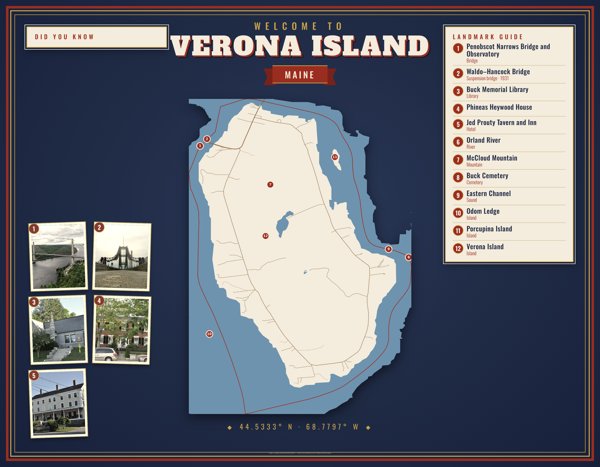 Verona Island Map Placemat artwork detail
