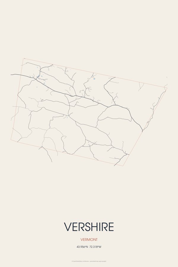 Vershire Street Map Poster · Linen artwork detail
