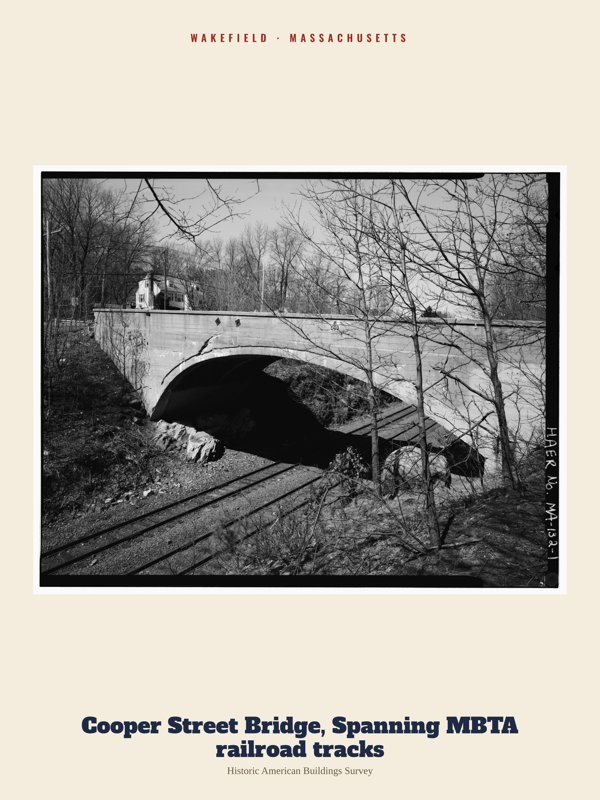 Wakefield Cooper Street Bridge, Spanning MBTA railroad tracks Archive Print artwork detail