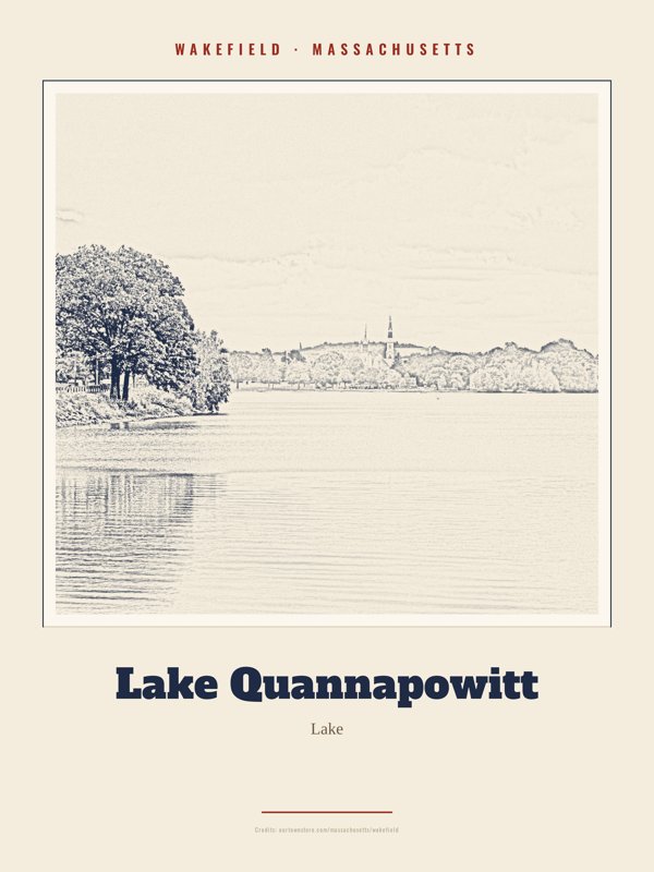 Wakefield Lake Quannapowitt Landmark Print artwork detail