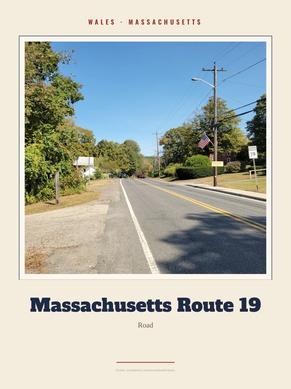 Wales Massachusetts Route 19 Landmark Print artwork detail