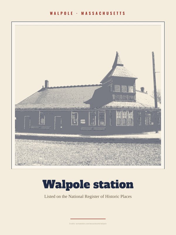 Walpole Walpole station Landmark Print artwork detail