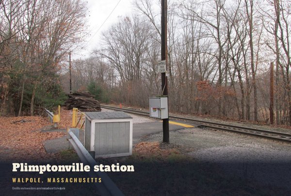Walpole Plimptonville station Postcard artwork detail