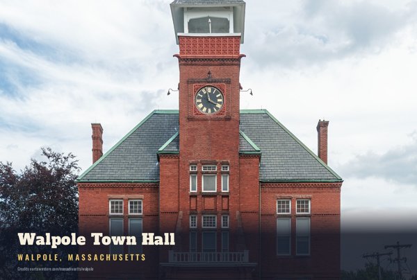 Walpole Walpole Town Hall Postcard artwork detail