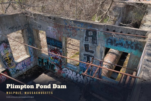 Walpole Plimpton Pond Dam Postcard artwork detail