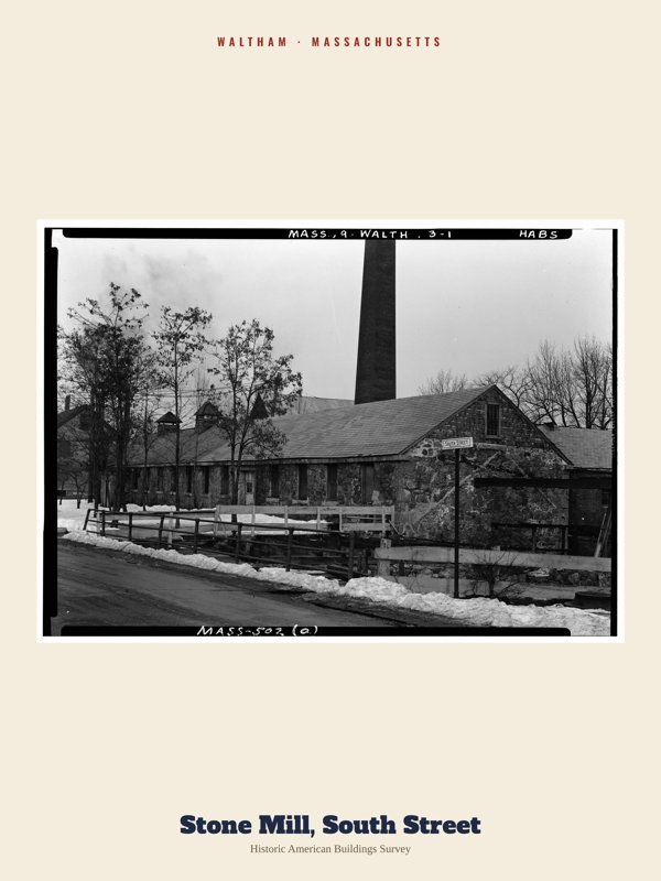 Waltham Stone Mill, South Street Archive Print artwork detail