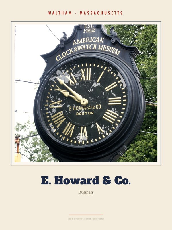 Waltham E. Howard & Co. Landmark Print artwork detail