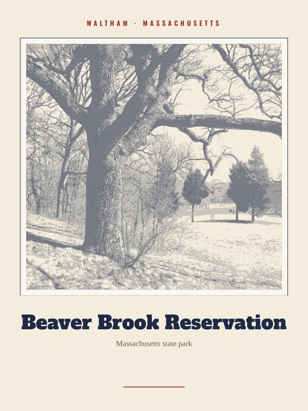 Waltham Beaver Brook Reservation Landmark Print artwork detail