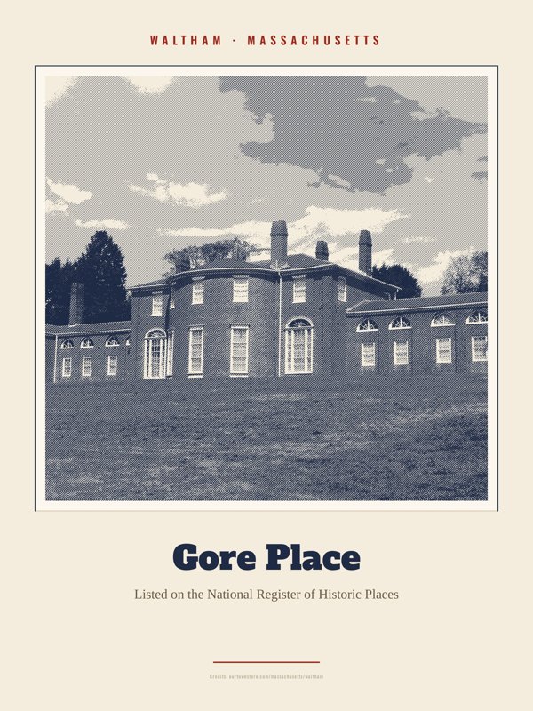 Waltham Gore Place Landmark Print artwork detail